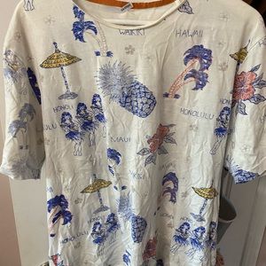 Denim & Flower white tshirt XL Hawaiian